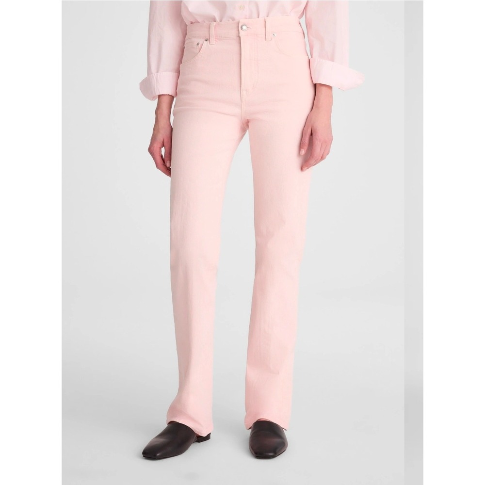 Madewell Women 24‎ Pale Pink Jeans The Longline Straight High Rise Magic Pockets